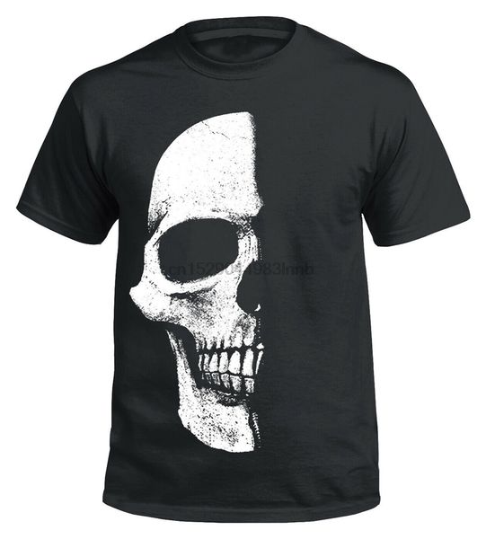 

half skull men's t-shirtskeletonbikertribaltattooshadowgoth - xxxxxl plus size clothing tee shirt sport hooded sweatshirt hoodie