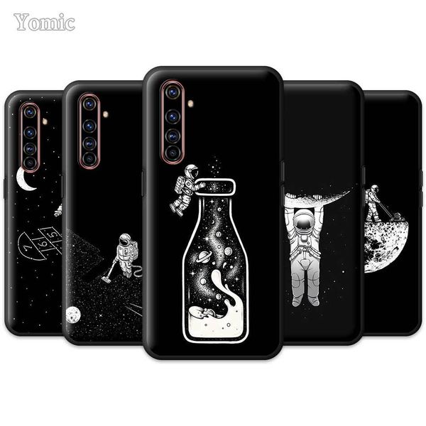 

cartoon astronaut space case for realme 6 5 x2 x50 pro 5g 6i 6s narzo 10 10a x3 xt c3 c3i soft black silicone phone bags cover