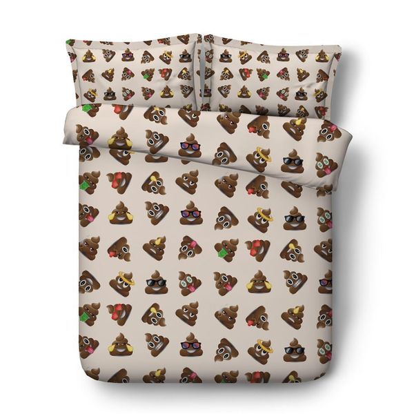 

3 pieces hd digital print cartoon bed set for children poop bedding sheets kids adults single full  king size bedclothes 1012