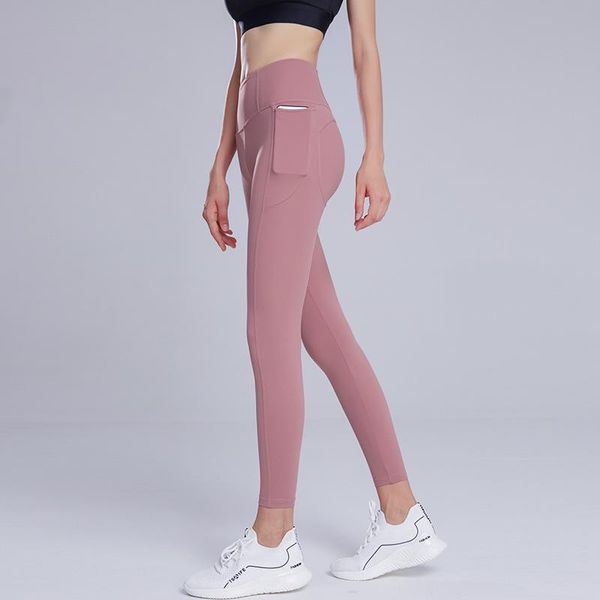 

women yoga pants high waist fitness gym leggings side pockets push up workout running yoga pants 7/8 length jogging female sport tights, White;red
