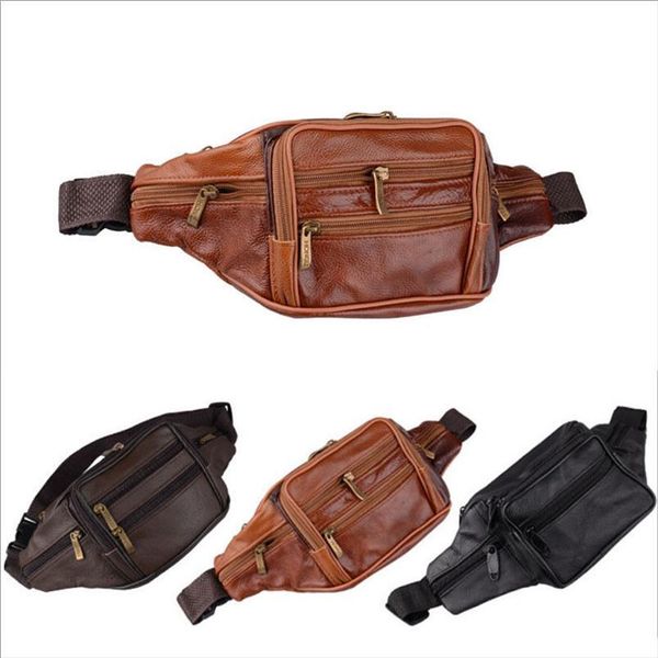 

men leather waist bag fanny pack hiking cycling waist hip bum bag sling backpack fanny pack travel money running cycling