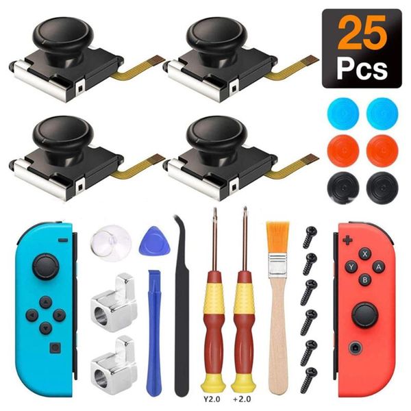 

veanic 4-pack 3d replacement joystick analog thumb stick for switch joy-con controller for switch game accessories