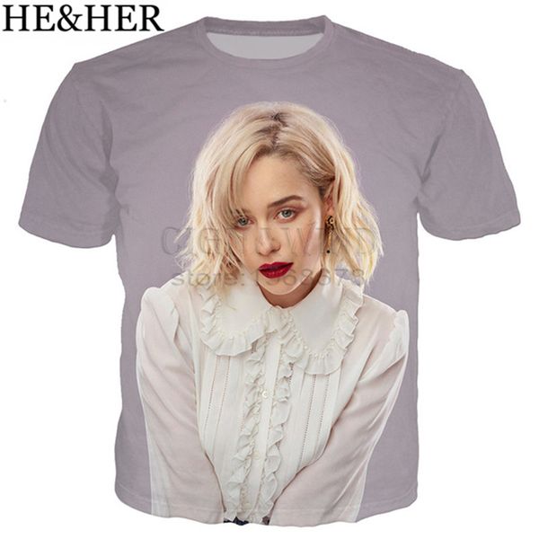 

new popular actor emilia clarke 3d print shirts harajuku graphic kawaii men clothing