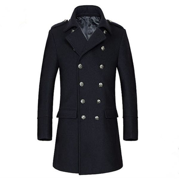 

2021 new male autumn winter woolen coats classic black/blue man thicken m-3xl jacket 0tua