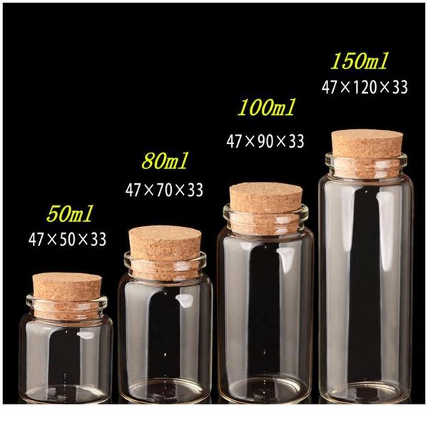 

glass bottles with cork crafts bottles jars weding gift 50ml 80ml 100ml 150ml empty jars containers bottles 24pcs jllabl
