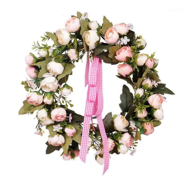 

35cm rose flower wreath handmade simulation spring decorative wreath valentine's day wedding decoration venue layout1