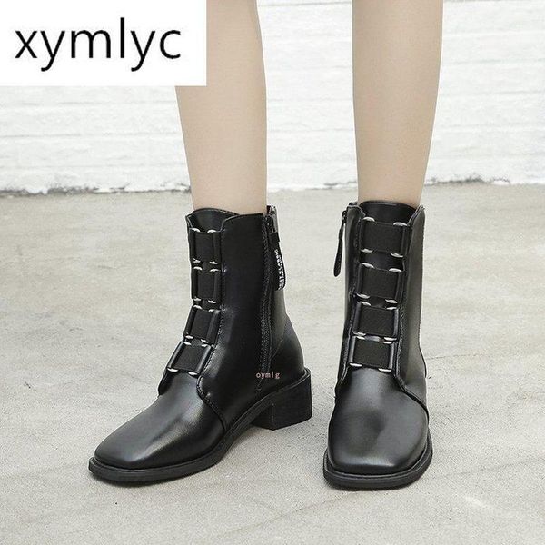 

2020 new women chunky heel ankle boots woman shoes autumn winter designer styled boots female black pu leather zapatos mujer1