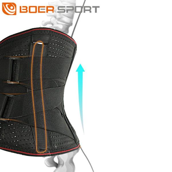 

waist support boer men/women training lumbar lower back belt breathable elastic brace pain relief, Black;gray