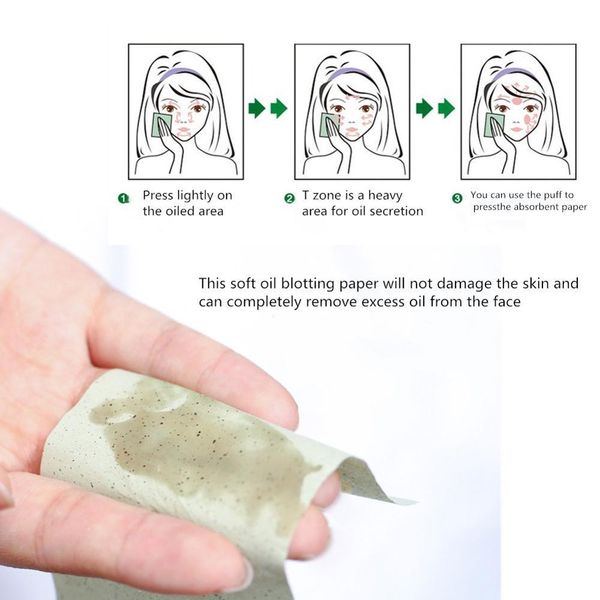 

100sheets пакет зеленый чай для лица масло-блоттинга листы бумаги cleansing face control масло абсорбирующая бумага красота косметика инстру