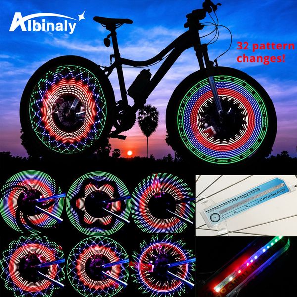 

30 pattern bike light bicycle wheel light double display flash 32 rgb led light bicycle spoke lamp night riding cycling lighting