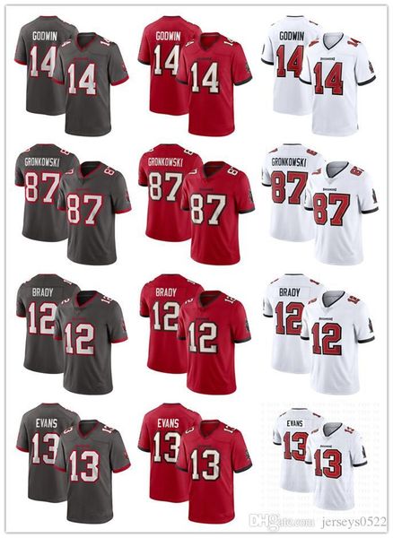 

men youth tampa bay buccaneers 12 tom brady 45 devin white 87 rob gronkowski 14 chris godwin 13 mike evans football jerseys, Black;red