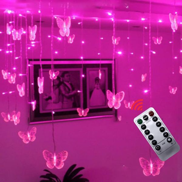 Saiten 3,5 m Schmetterling LED Vorhang Lichter Weihnachtsgirlande String Fairy für Urlaub Hochzeit Party Home Jahr Dekoration