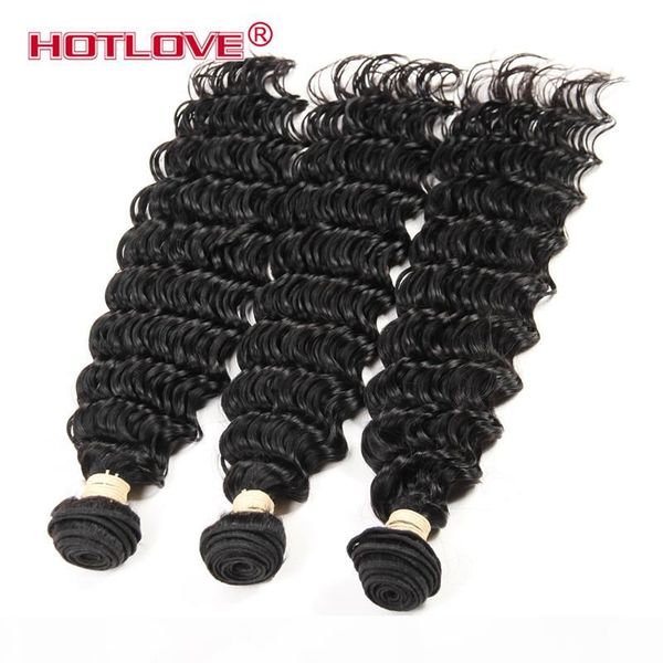 

самая лучшие продавая перуанское virgin необработанных человеческих волос глубокой волны 3 связки 4 связки лот virgin перуанского deep curl, Black