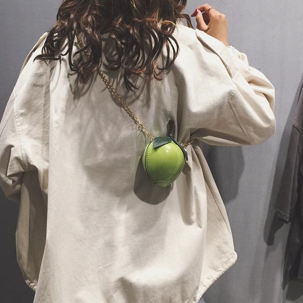 

benviched ladies' pu bag 2020 spring women chain mini coin purse cartoon red apple fashion inclined single shoulder bag c461