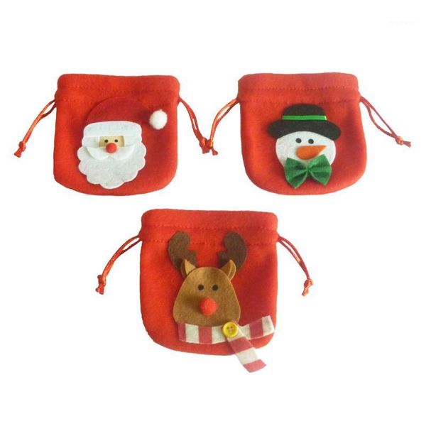 

christmas decorations 9.5x11.5cm decoration candy bag santa claus snowman elk drawstring storage gift for year home party supply1