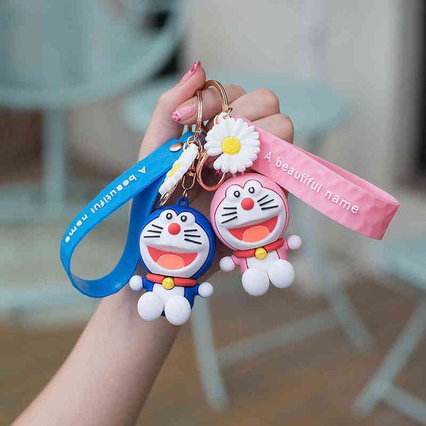 Portachiavi Doraemon portachiavi bambola carino Dingdang gatto macchina anello piccolo regalo KT ciondolo merce
