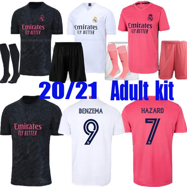 

men kit real madrid soccer jersey home away 20 21 hazard asensio sergio ramos camiseta 2020 2021 vini jr mendy football shirts, Black