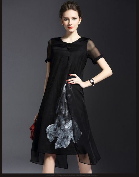 

2021 new dressed in summer cotton dresses floral bathrobe femme retro vintage dress chiffon plus size women's clothes 4xl 5xl wxf007 rf, Black;gray