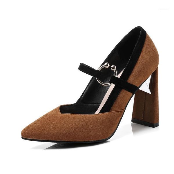 

strap with thick with high point for women's shoes fashion pointed 33-2020 new joker 46 bride shoes 183141, Black