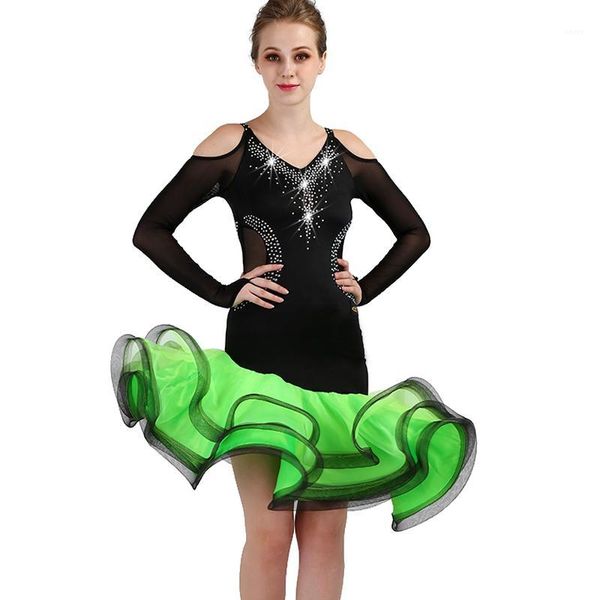 

latin dance competition dresses tango latin dress woman girls dancewear dance costumes woman girls1, Black;red