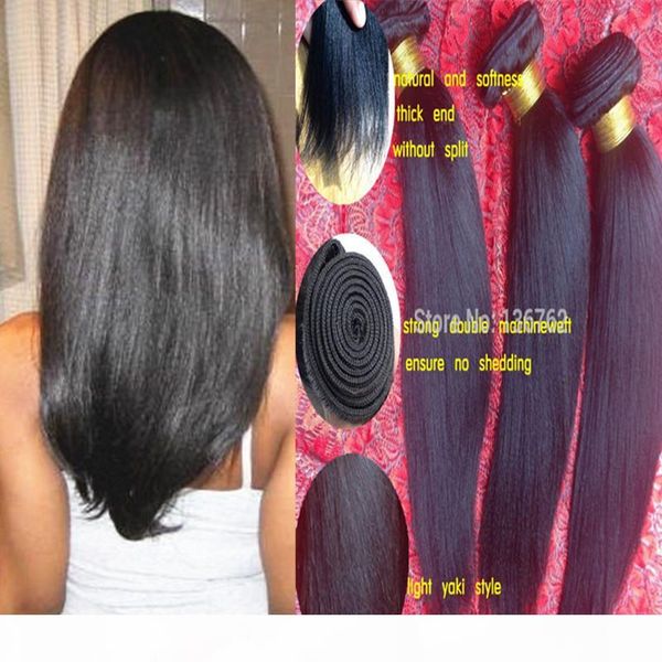 

unprocessed brazilian straight light yaki virgin hair 3pcs lot kinky straight brazilian light yaki hair weft weaves italy yaki, Black