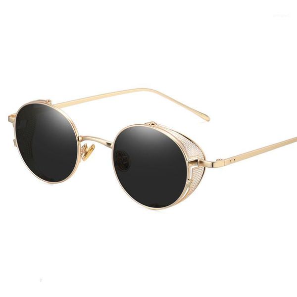 

sunglasses fashion vintage cool round style gradient men classic brand design metal frame women black gary sun glasses fml1, White;black