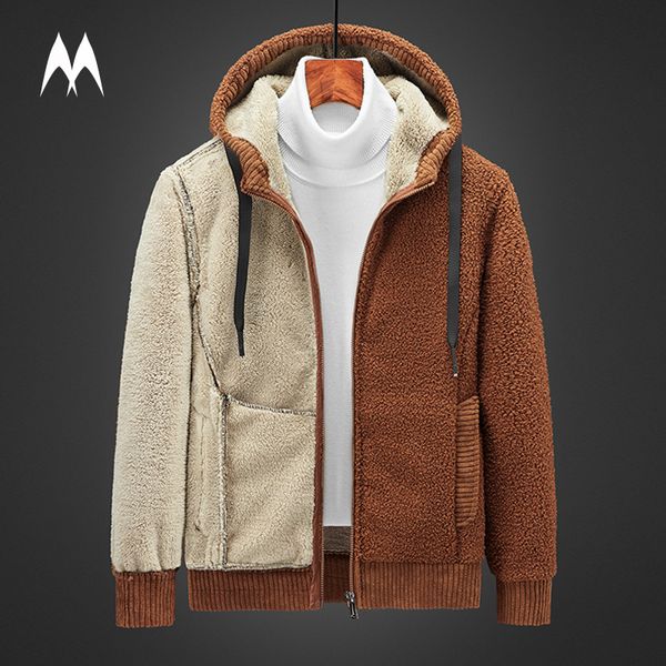 

plus size winter jacket coat men brand thick warm coats men fleece zipper wool fashion teddy kg-46, Black;brown