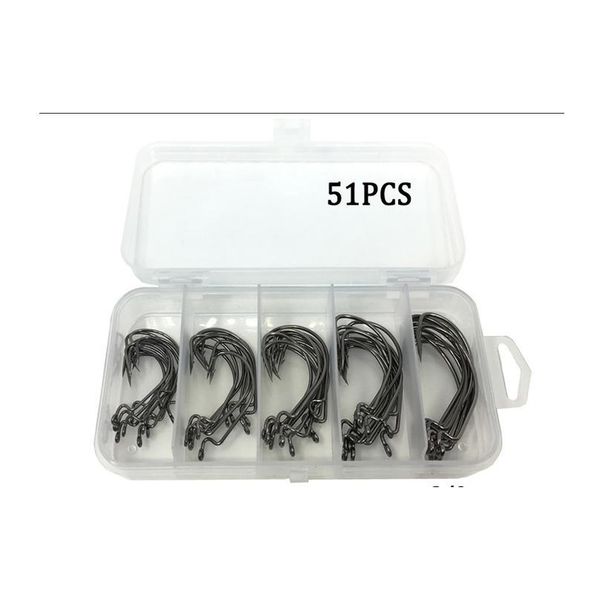

50pcs 1 # 2 # 1/0 # 2/0 3/0 carbon steel crank hook set fishhook fishing hook with sto jllkhs