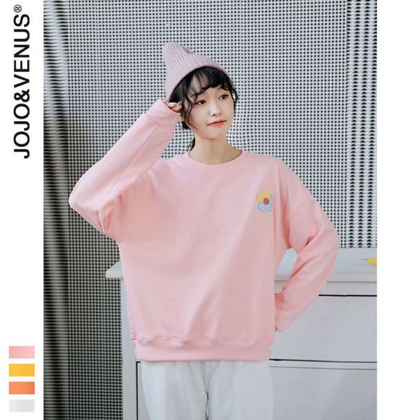 

new autumn 2020 women's korean sweater round neck pullover loose embroidery female student cotton coat 6001, Black