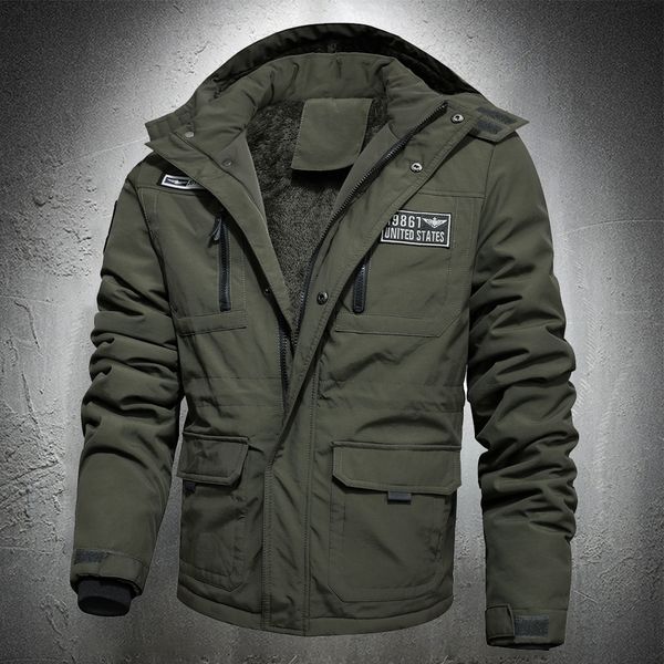 

2021 New Cotton Hooded Parkas Winter Fashion Men Tactical Jacket Coat Plus Size M-5xl HC7Q, Black