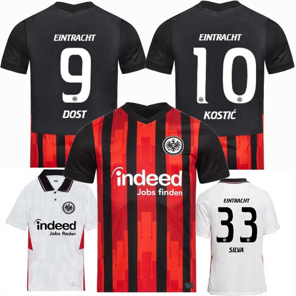 

20 21 eintracht frankfurt soccer jersey andré silva sow jovic n'dicka kostic kamada home away 2020 2021 men and kids football shirt, Black;yellow