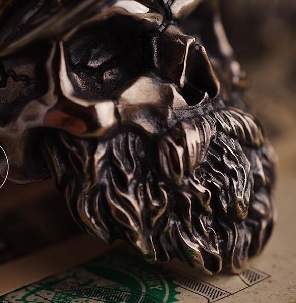 

punk for men retro skeleton devil gothic male ring stainless steel skull adjustable exaggeration, Silver