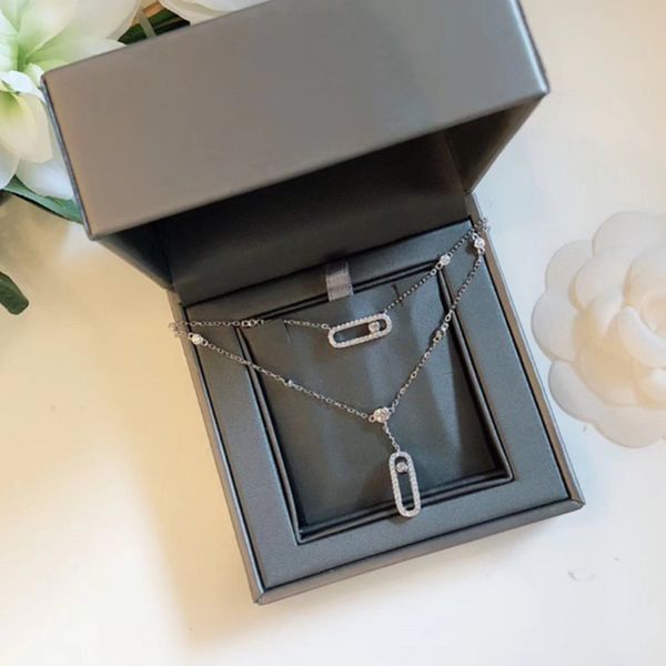 

2020 brand pure 925 sterling silver jewelry for women beach necklace slide stone drop pendants move stone design summer neckalce