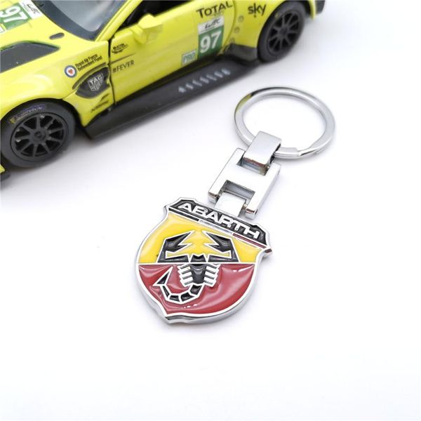 

1шт double side эмблема abarth mental сплав брелок цепь ключ для fiat 500, Silver