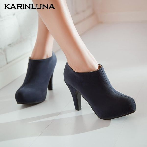 

dress shoes karin 2021 arrivals plus size 45 flock women sandals round toe spike heels zip pumps winter woman, Black