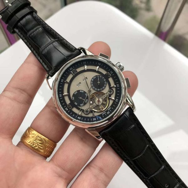 

boutique selling 2020 business leisure men's baida series five pin multifunctional large flywheel mechanical wristwatch, Slivery;brown