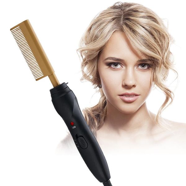 

hair straightener curler corrugation curling machine care hair heating comb beard straight brush for women men