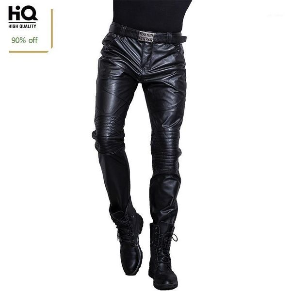 

cowskin motorcycle genuine leather pants mens black slim warm moto biker trousers 2020 designer real leather pants1