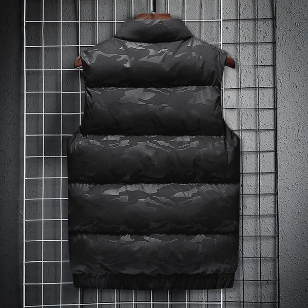 

autumn and winter 2020 casual men's collar thickened warm jacket vest, Black;white