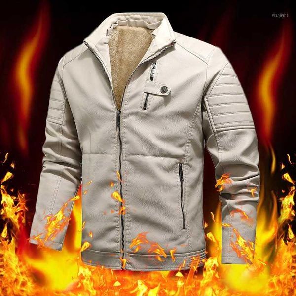 

mens winter bomber jacket motor fleece leather jacket men thick thermal pu leather coats male warm casual vintage windbreak coat1, Black