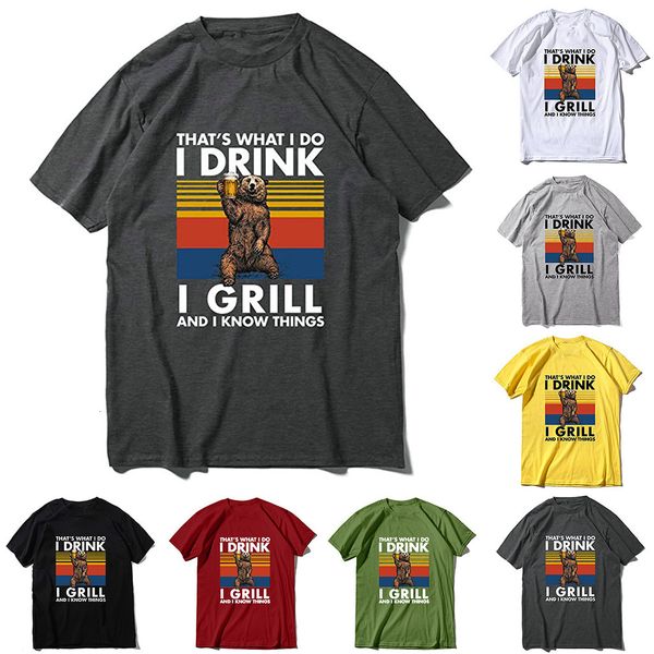 

men's solid color relaxed cartoon digital printed t-shirt, White;black