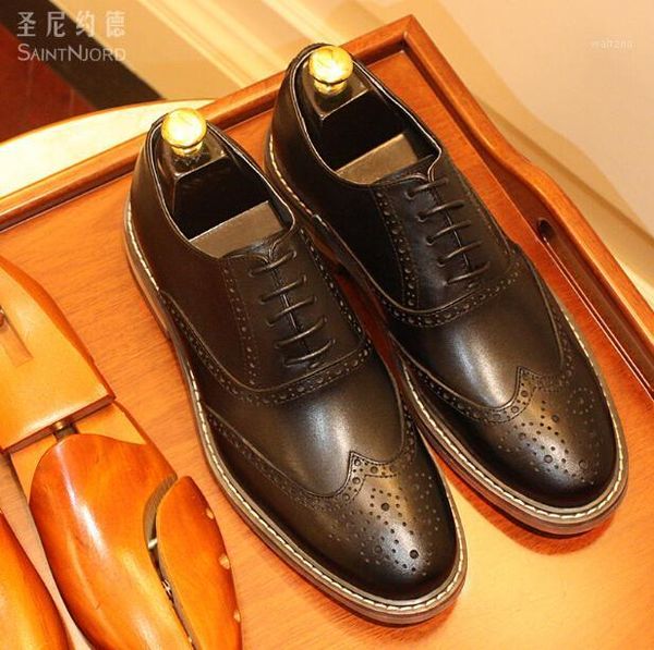 

british style retro bullock carved oxford shoes handmade men's business casual shoes black/brown oxford1