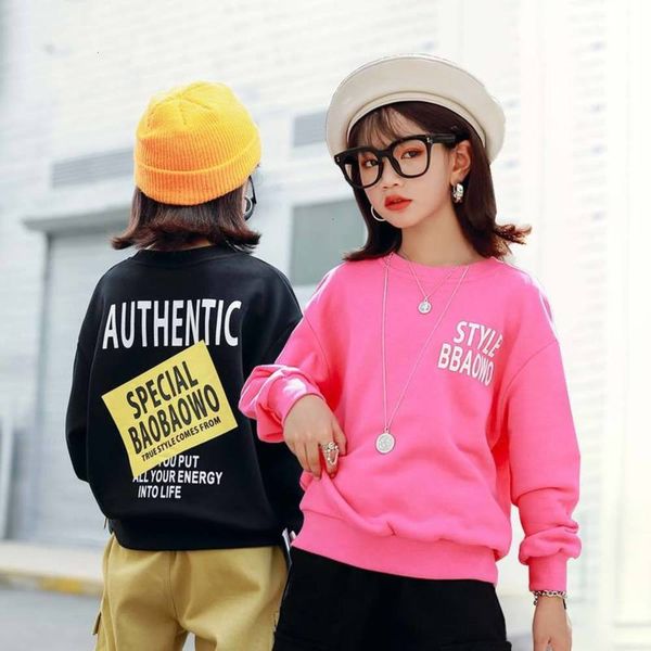 

and girls' coat new winter autumn thickened round neck pullover, Black