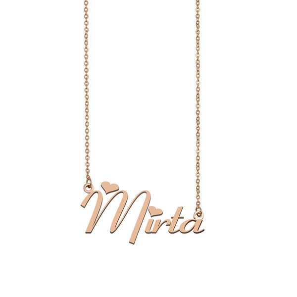 

mirta name necklace custom nameplate pendant for women girls birthday gift kids friends jewelry 18k gold plated stainless steel, Silver