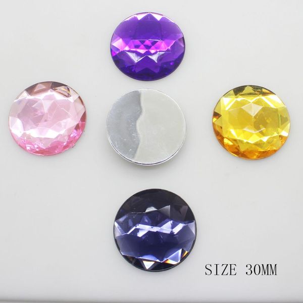 

zmasey new large size 20pcs/lot mix color 30mm wedding dress acrylic rhinestone diy flatback sewing strass glue-on accessories bbyzak, Black