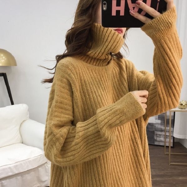 

2021 new pure colour lazy mesh sweater sweaters for thick with high-necked women women's nightgown loose autumn and 33mw, White;black