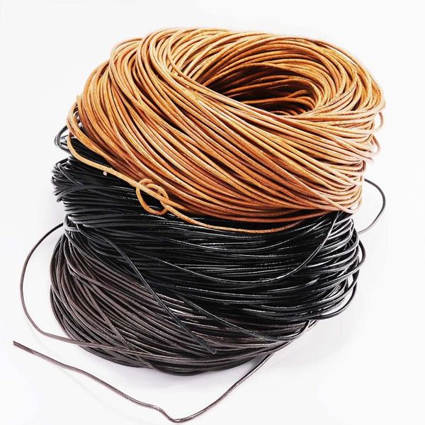 

2-5m/lot 3 color genuine cow leather round thong cord leather cord string rope for diy necklace bracelet diy jewelr wmtsjy, White;red