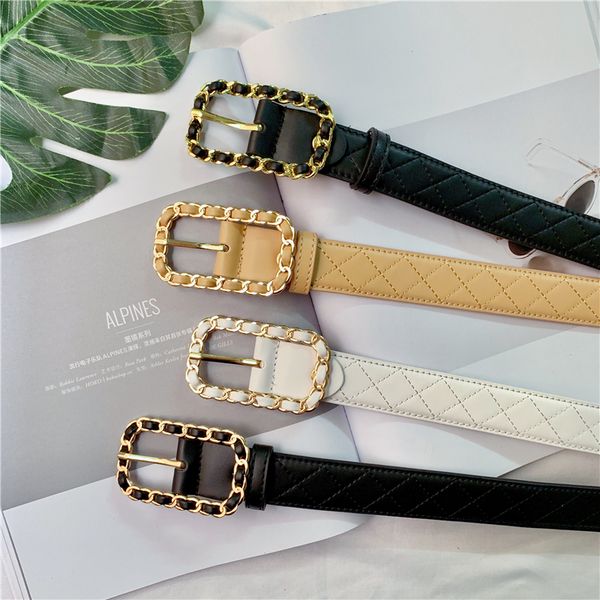 

new pu rhombic chain elements, versatile basic black women's decorative belt with denim pants waistband, Black;brown