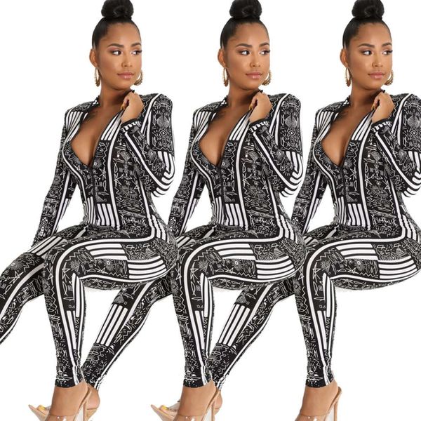 

women's fashion fashionable new printing jumpsuit, Black;gray