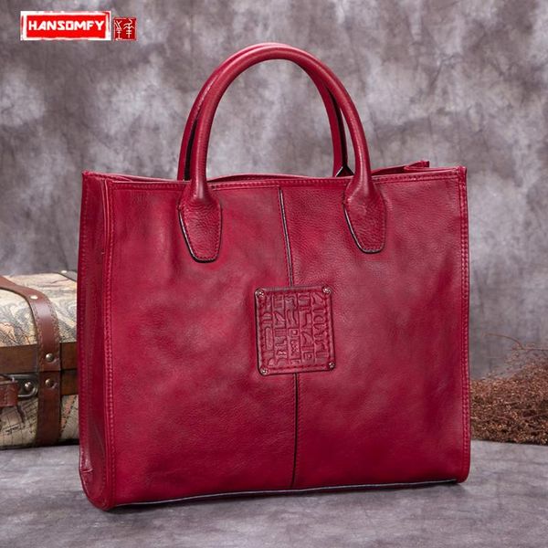 

luxury fashion women handbags messenger shoulder bags retro handmade genuine leather first layer leather ladies female bag